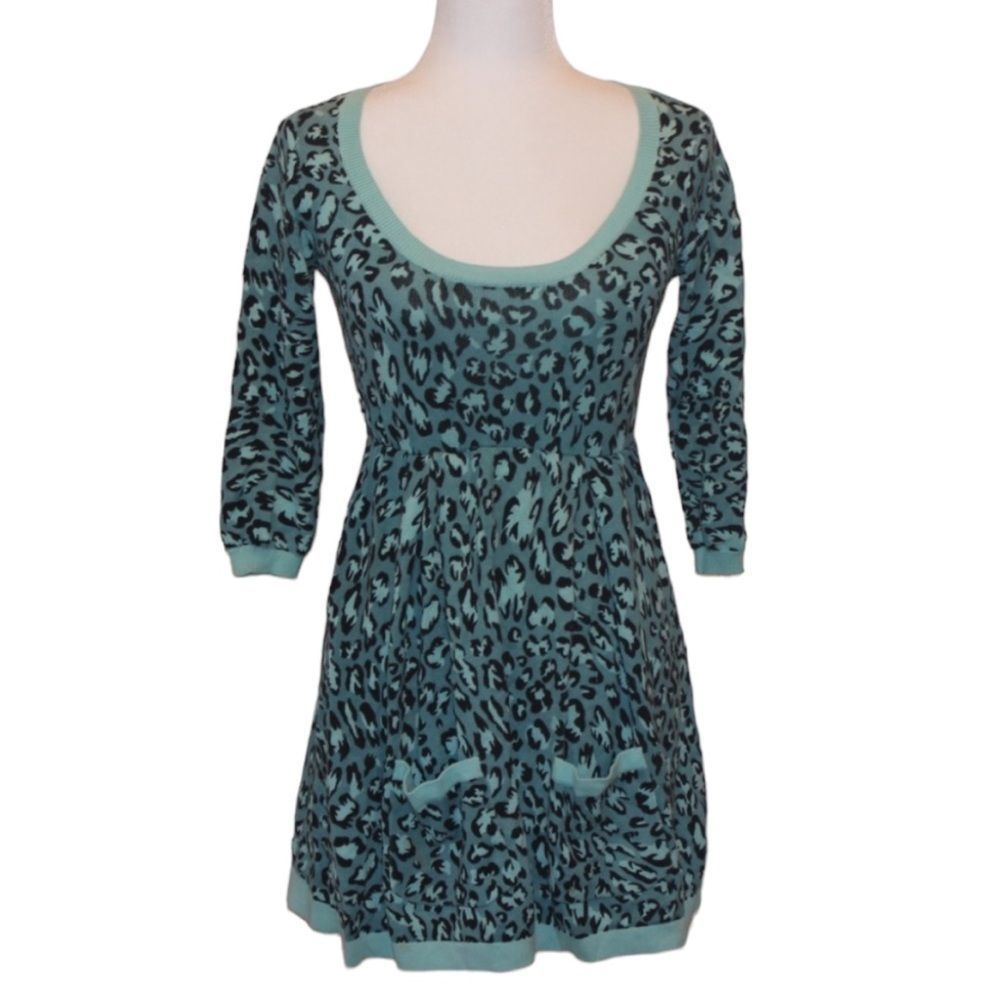 Betsey Johnson  Animal Print 3/4 Sleeve mini Dress Women Size Small